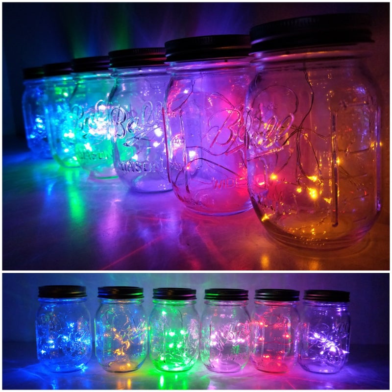 Miaro 6 Pack Mason Jar Lights, 20 LED Solar Multi-Colored Fairy String Lights Lids Insert for Garden Deck Patio Party Wedding Christmas Decorative Lighting Fit for Regular Mouth Jars - Image 5
